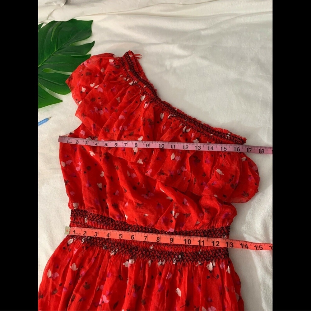 NWT $398 Joie Hafsa One Shoulder Silk Dress in Matador‎ Red [SZ Small ] - Picture 8 of 8